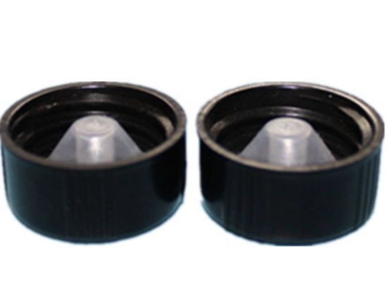 Black plastic cap with inner conical plug 20/410