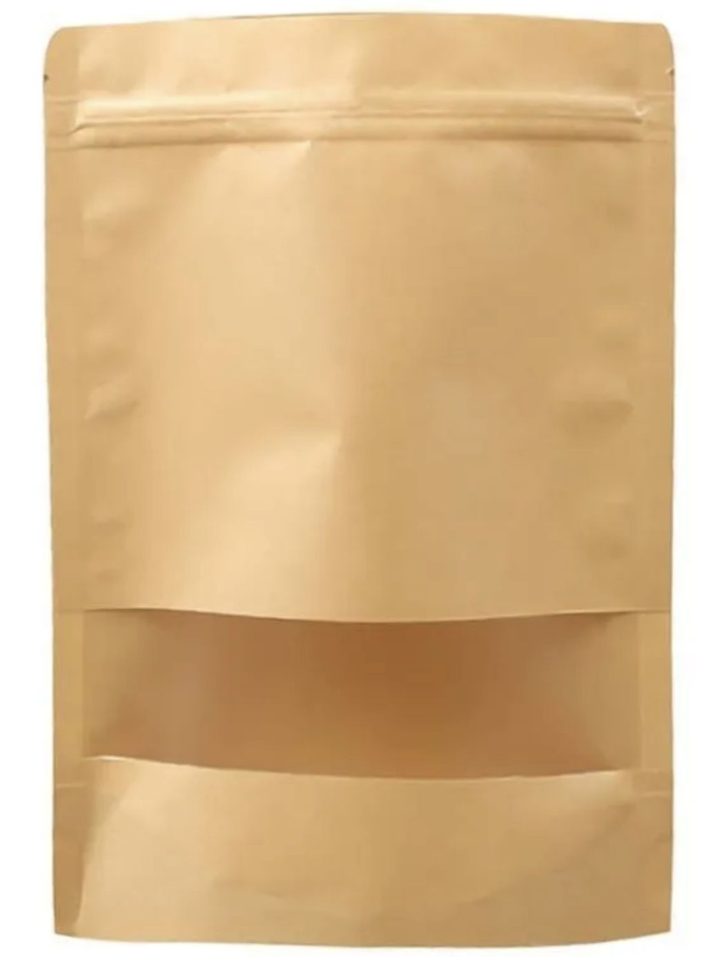 Kraft Stand Up Paper bag with window and ziplock pouch