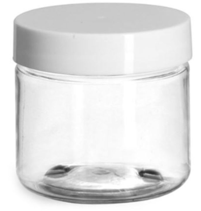 Plastic Jars with Lids - 2oz, Colour: White Lid