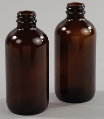 8oz Boston Round Amber Glass Bottle 28/400