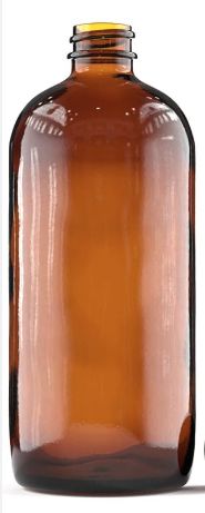 16oz Boston Round Amber Glass Bottle 28/400