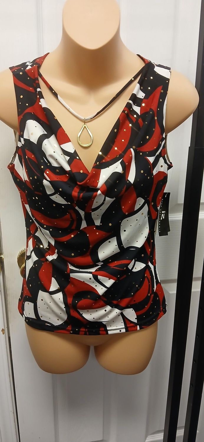 Womens Top Black Red White