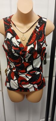 Womens Top Black Red White