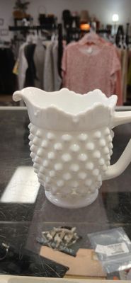 Fenton White Glass Pitcher
