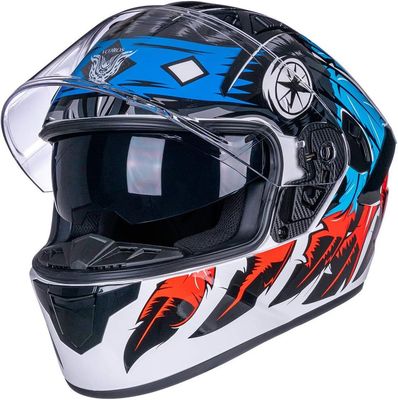 VCOROS X9 Casco de motocicleta de cara completa con visera interior y Bluetooth Space CERT DOT