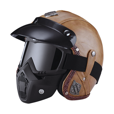 BAUTI Casco Abierto para Motocicleta con Máscara Y Gafas Casco Retro Jet CERT DOT