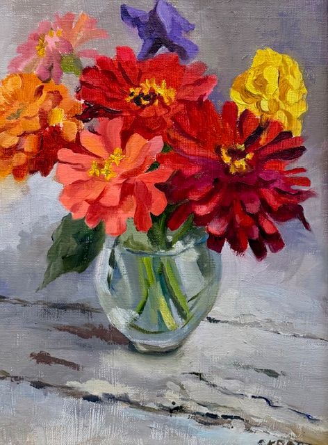 Still Life with Zinnias