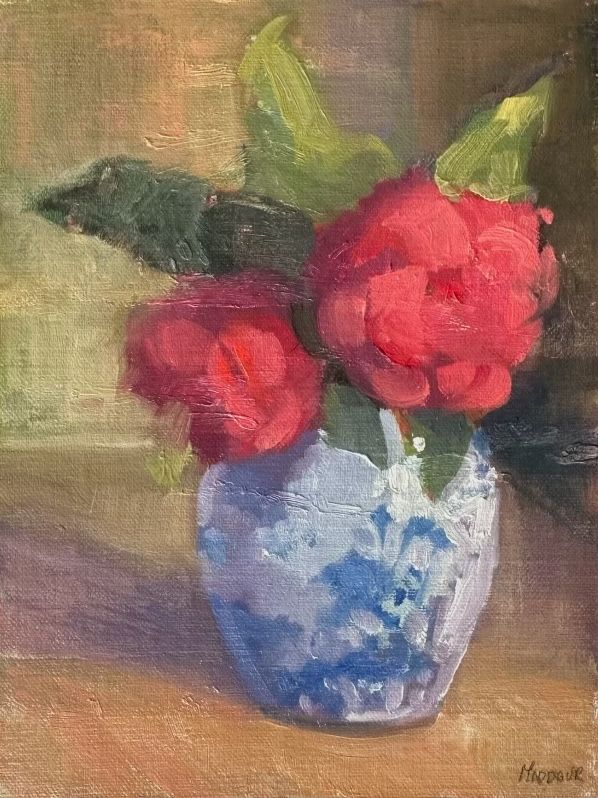Camellias in Blue &amp; White