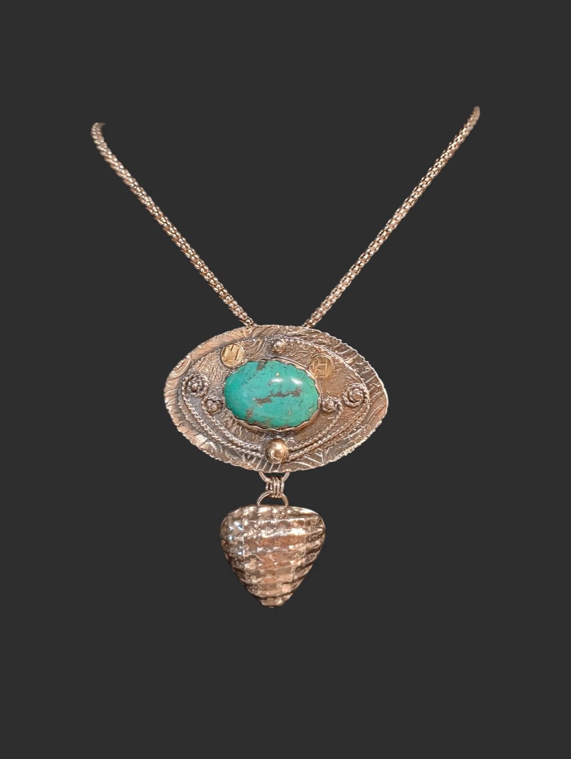 Sterling silver green turquoise silver balls filigree hanging hollow form