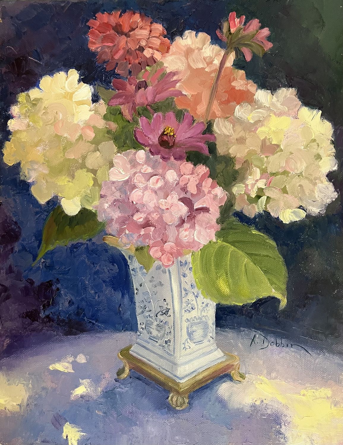 Hydrangeas in Antique Vase