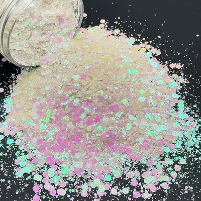 POUSSIÈRE DE FÉE - Paillettes Chunky Arc-en-Ciel Nacré, Qualité Cosmétique, Résistant aux Solvants, PET