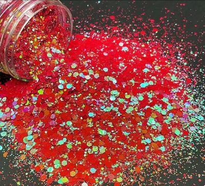 RED CHERRY - Paillettes PET résistantes aux solvants, cosmétiques, arc-en-ciel nacré et épaisses