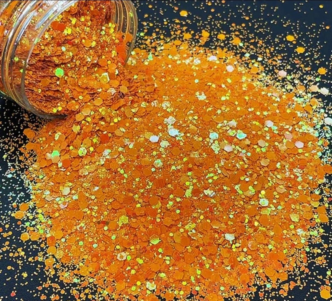 PUMPKIN SPICE - Pearl Rainbow Chunky Cosmetic Grade Solvent Resistant PET Glitter