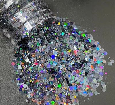 BLACK BEAUTY - Holographic Chunky Cosmetic Grade Solvent Resistant PET Glitter