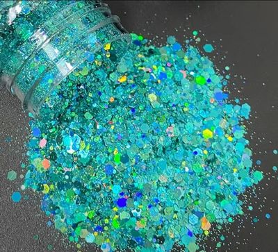 AQUA MARINE - Holographic Chunky Cosmetic Grade Solvent Resistant PET Glitter