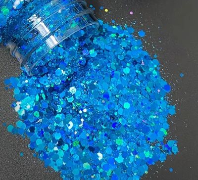 CLEAR BLUE SKY - Holographic Chunky Cosmetic Grade Solvent Resistant PET Glitter