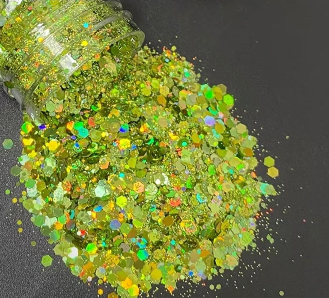 OLIVE TREE - Holographic Chunky Cosmetic Grade Solvent Resistant PET Glitter