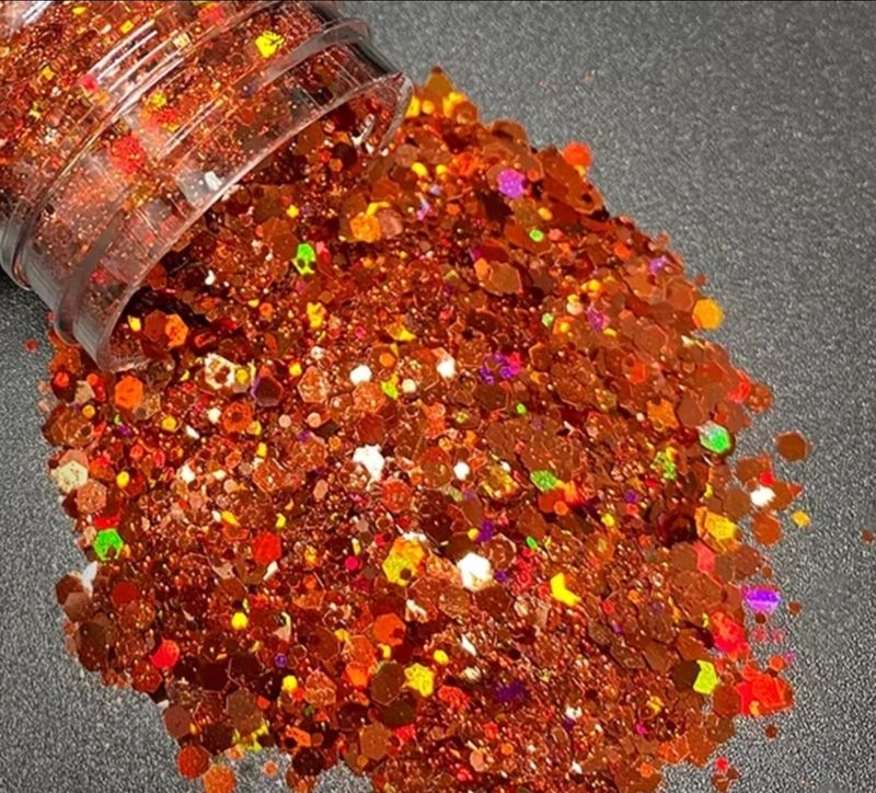 JAFFA CAKE - Holographic Chunky Cosmetic Grade Solvent Resistant PET Glitter