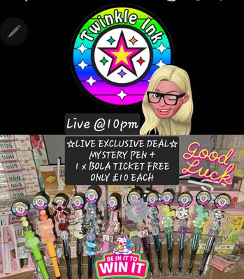 TIKTOK Live Exclusive Lucky Dip TwinkleInk Beaded Pen &amp; Tombola Ticket