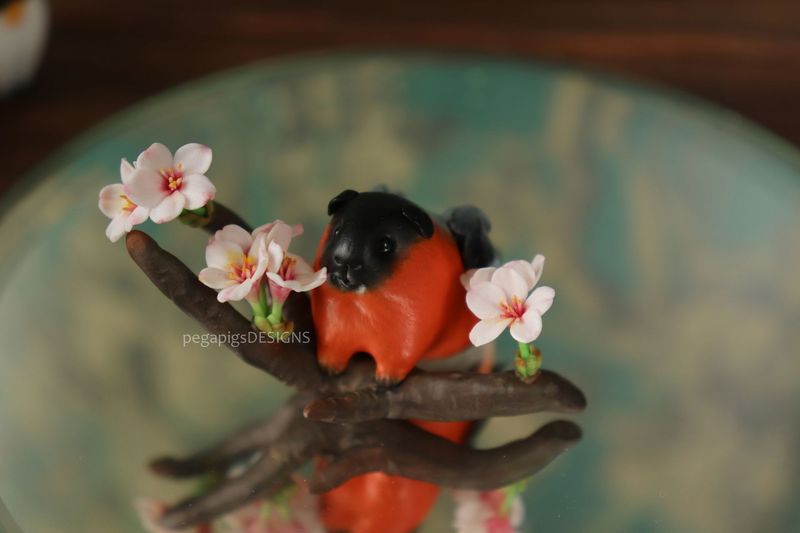 Bullfinch Pegapiggy With Cherry Blossoms Figurine
