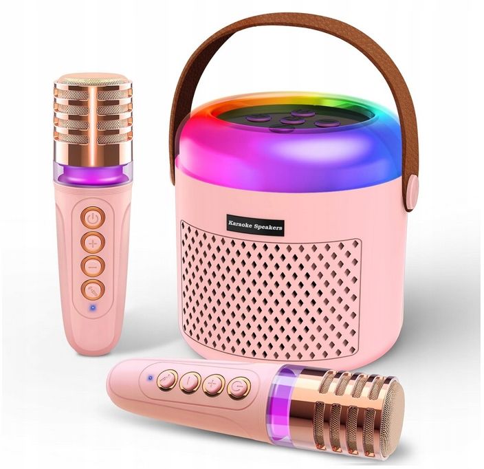 Zestaw karaoke A123 2 mikrofony różowy
