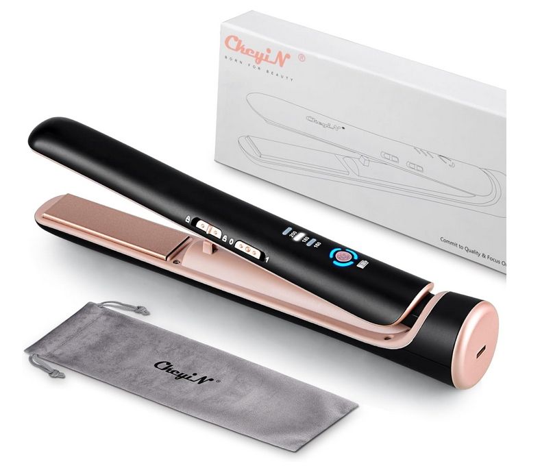 CkeyiN Bezprzewodowa prostownica do włosów 2 w 1 – Przenośne urządzenie