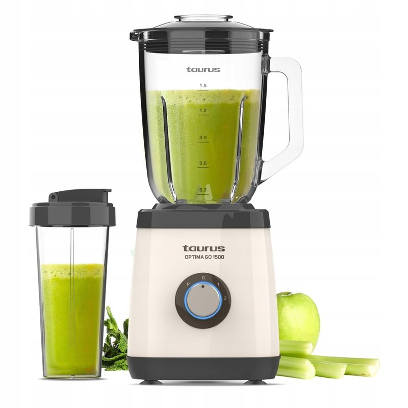 Taurus Optima Go 1500 blender kielichowy 1500 W biały grube szkło