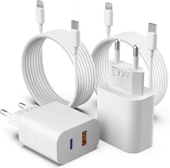 ŁADOWARKA DO TELEFONU IPHONE 2 SZTUKI 20W CA-43AT USB-C LIGHTNING BIAŁE