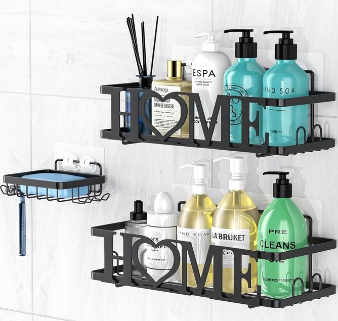 PÓŁKA PRYSZNICOWA ŁAZIENKOWA SAMOPRZYLEPNA ZESTAW PÓŁEK 3 PÓŁKI DO ŁAZIENKI