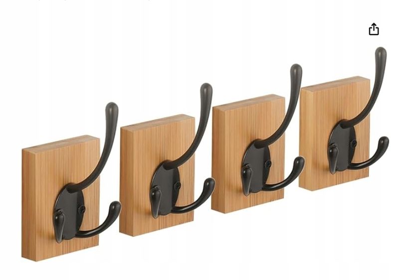 Wieszak wiszący drewno JSVER 4 sztuki w zestawie