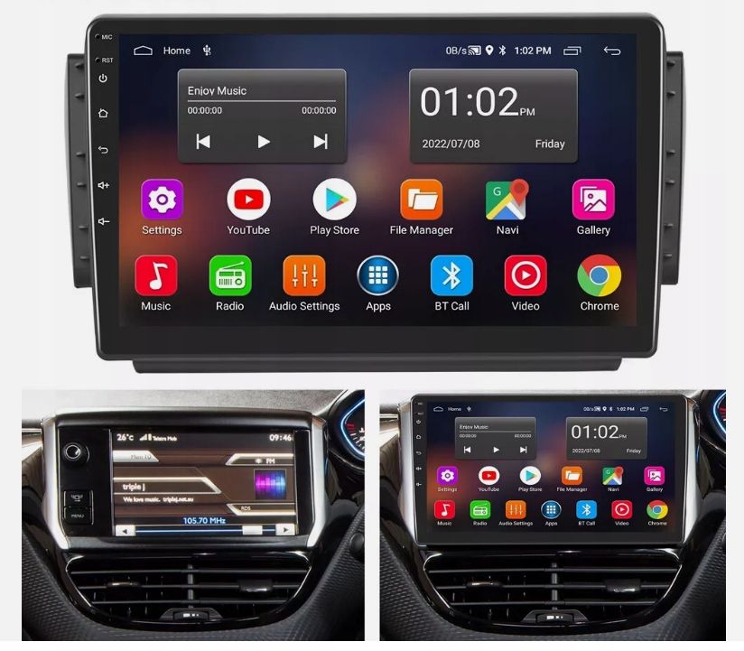 RADIO SAMOCHODOWE DO PEUGEOT 2008-2015 C7617 CARPLAY 10,1-CALOWY EKRAN