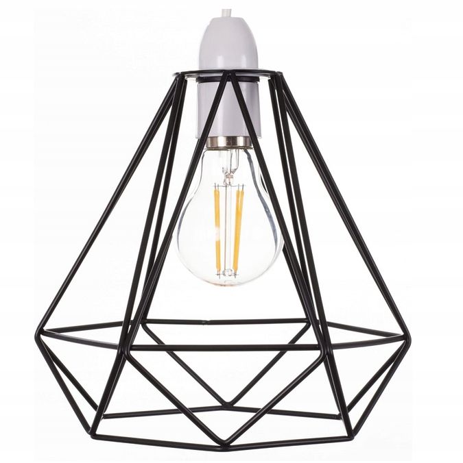 Klosz druciany diament czarny loft