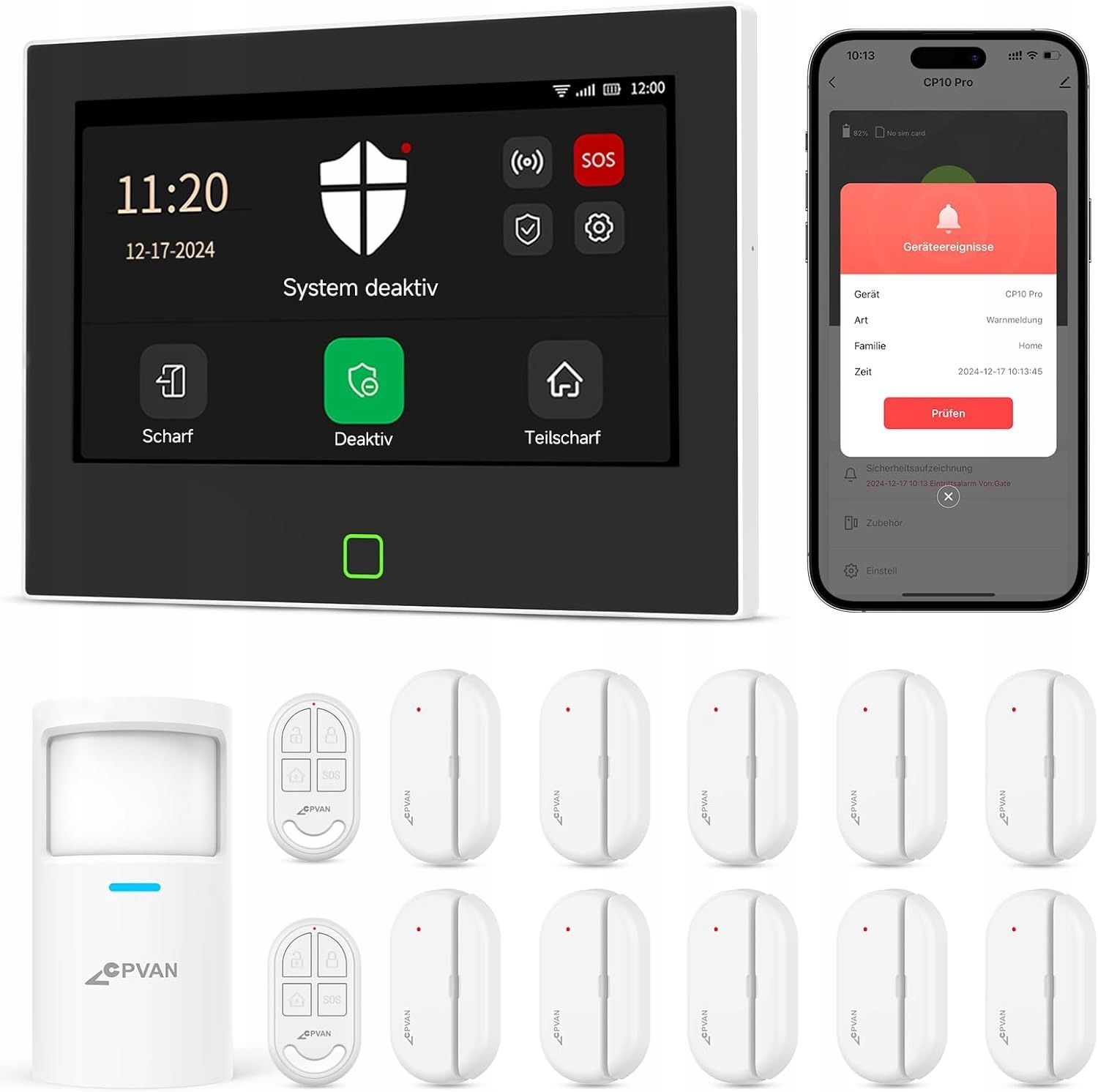 SYSTEM ALARMOWY INTELIGENTNY BEZPRZEWODOWY ALARM DO DOMU CPVAN CP10 PRO