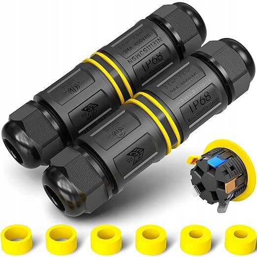 2x Złącze kablowe PEBA IP68, 5-biegunowe, 2-kierunkowe, ?4-14mm