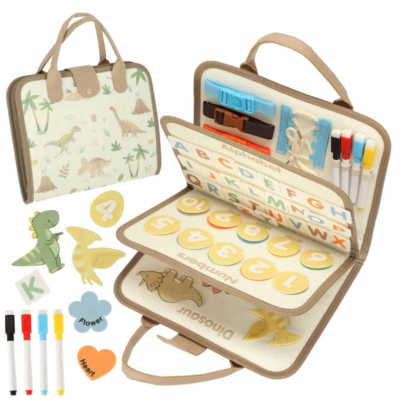 Tablica manipulacyjna sensoryczna dla dzieci montessori miękka walizka filc