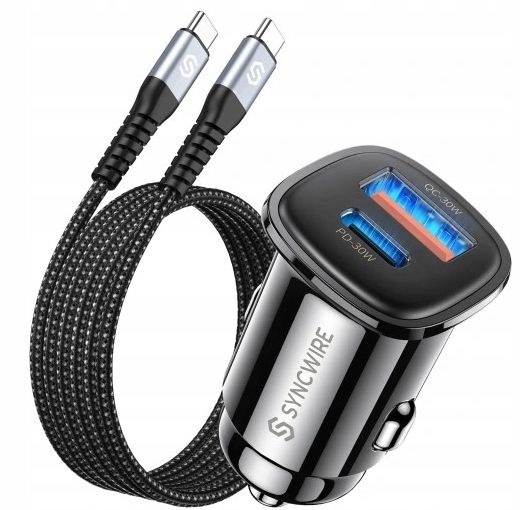 ŁADOWARKA SAMOCHODOWA 60 W USB TYP C - USB TYP C 1,5 m SYNCWIRE SW-XC769