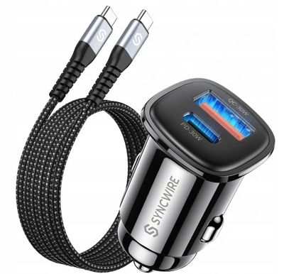 ŁADOWARKA SAMOCHODOWA 60 W USB TYP C - USB TYP C 1,5 m SYNCWIRE SW-XC769