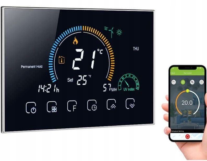 Termostat WiFi do sterowania pokojowy, regulator temperatury BHT-8000GCLW