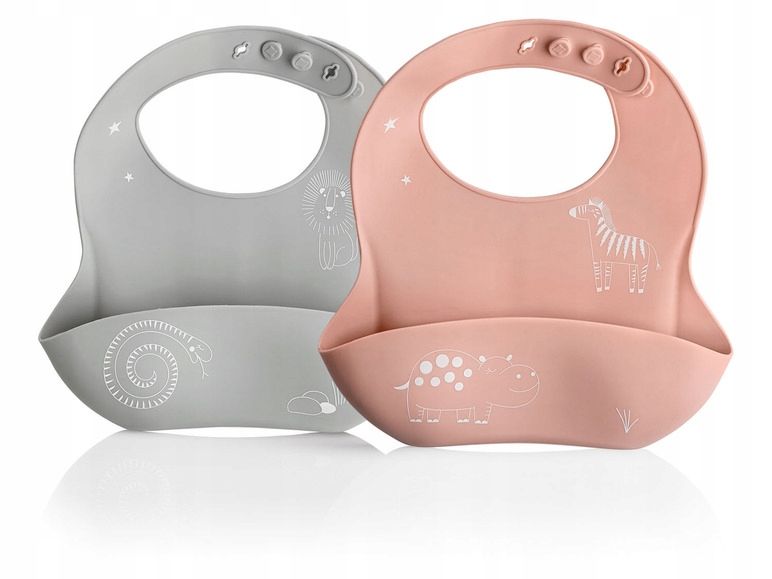 Śliniak Ernesto silikonowy Odcienie różu, Odcienie szarości i srebra