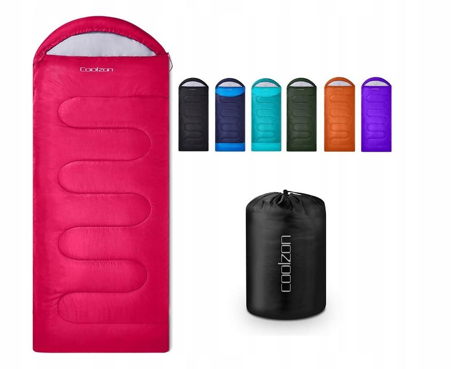 COOLZON LEKKI ŚPIWÓR DO SPANIA CZERWONY POLIESTROWY 210x75 CM