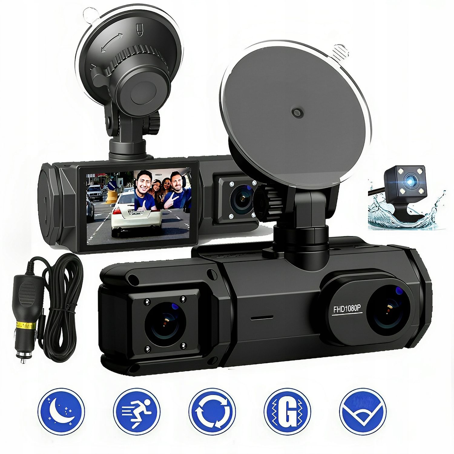 Zestaw rejestratora samochodowego 3 kamery samochodowe WIFI DVR 1080P HDMI