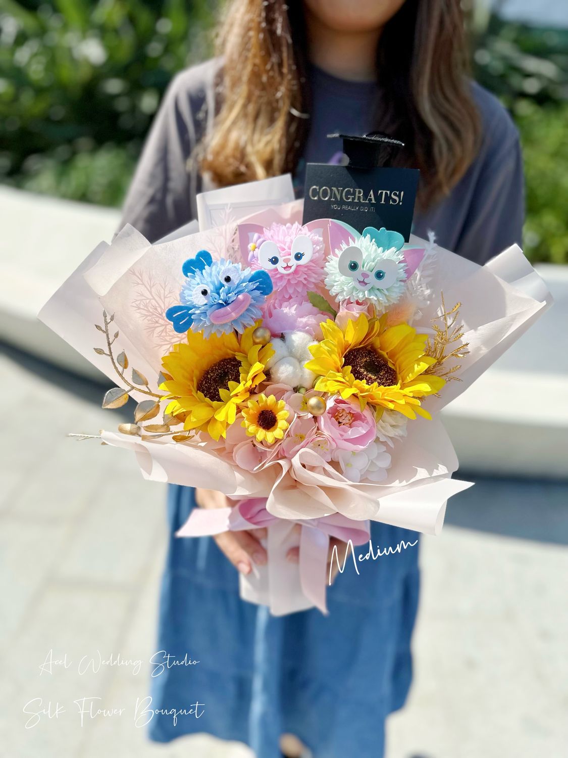 Medium size (10色)🌻向日葵絲花束🌻 / 畢業花束 送禮•生日•紀念日•製造驚喜•