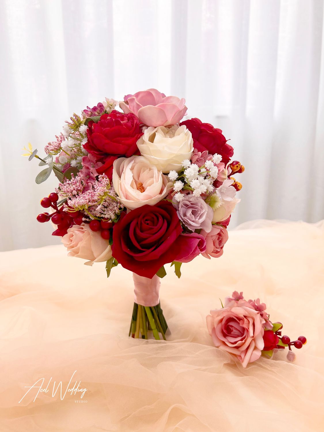 Big day/ PW 🌸預訂((絲花)) 🌸新娘球形花球 Silk Flower Bouquet 多圖