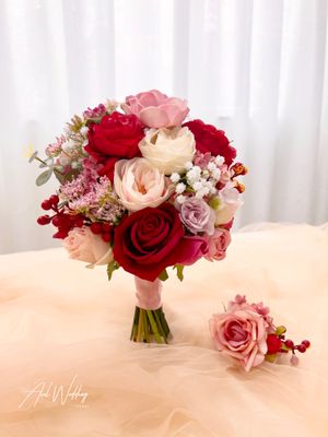 Big day/ PW 🌸預訂((絲花)) 🌸新娘球形花球 Silk Flower Bouquet 多圖