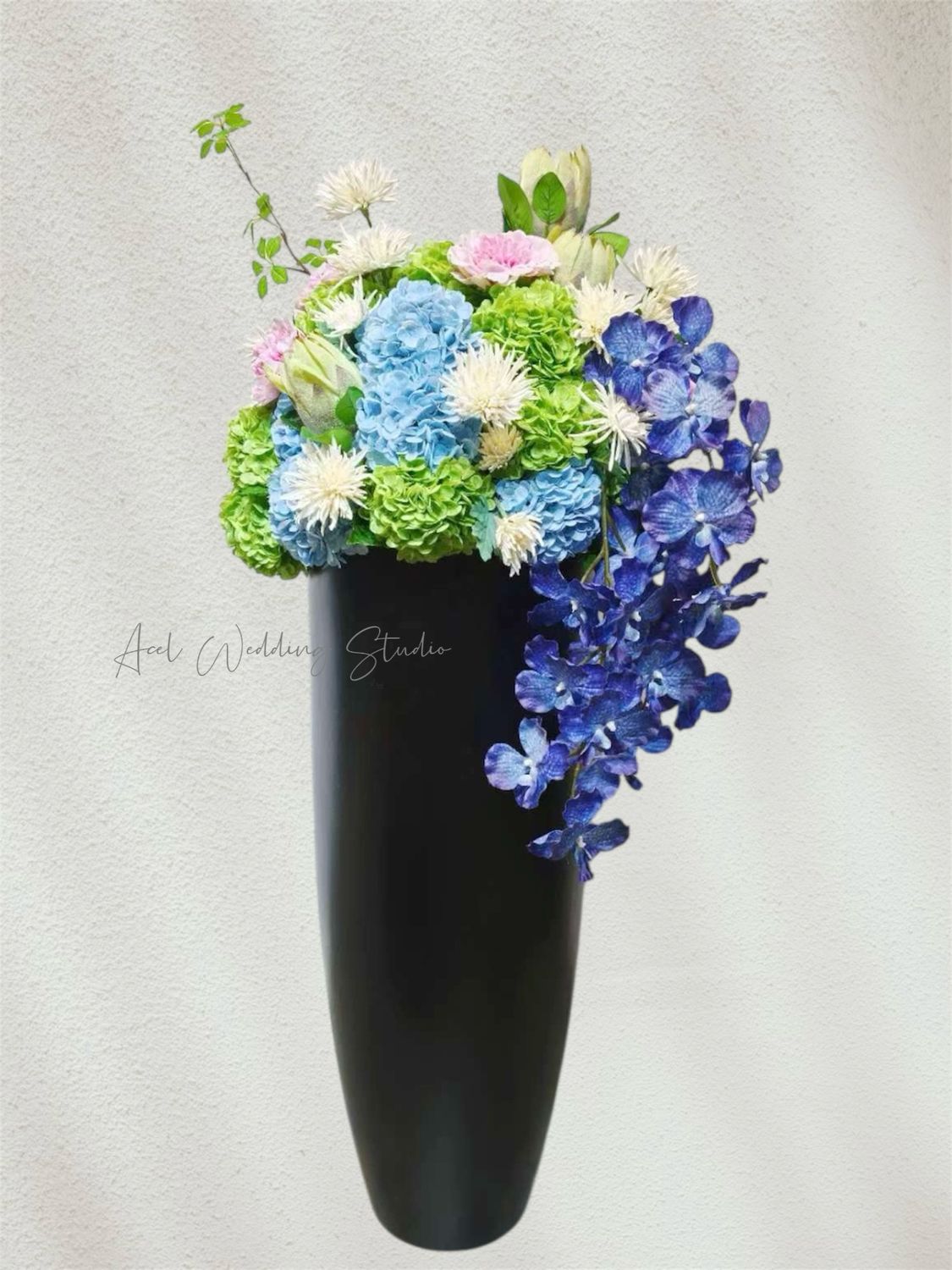 Artificial Flower Floor Plants 仿真繡球、蝴蝶蘭/絲花座地軟裝擺設（藍紫主色）