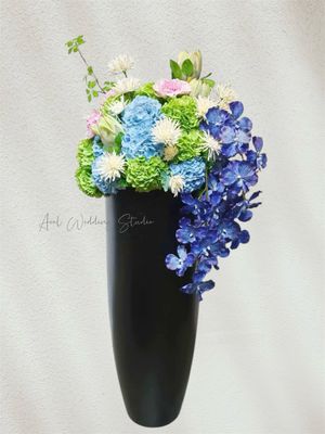 Artificial Flower Floor Plants 紫藍色仿真花/絲花座地軟裝擺設