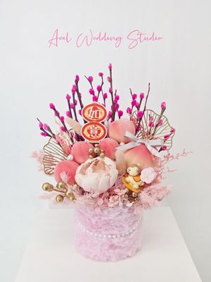 🐎粉紅色 迎春小馬銀柳聚寶盆🪭