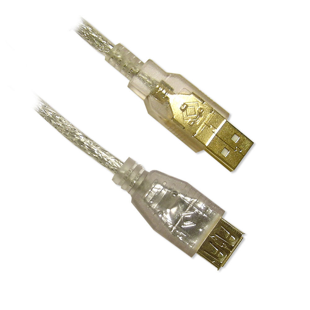 USB 2.0 A MF Extension Cable Clear, 6ft