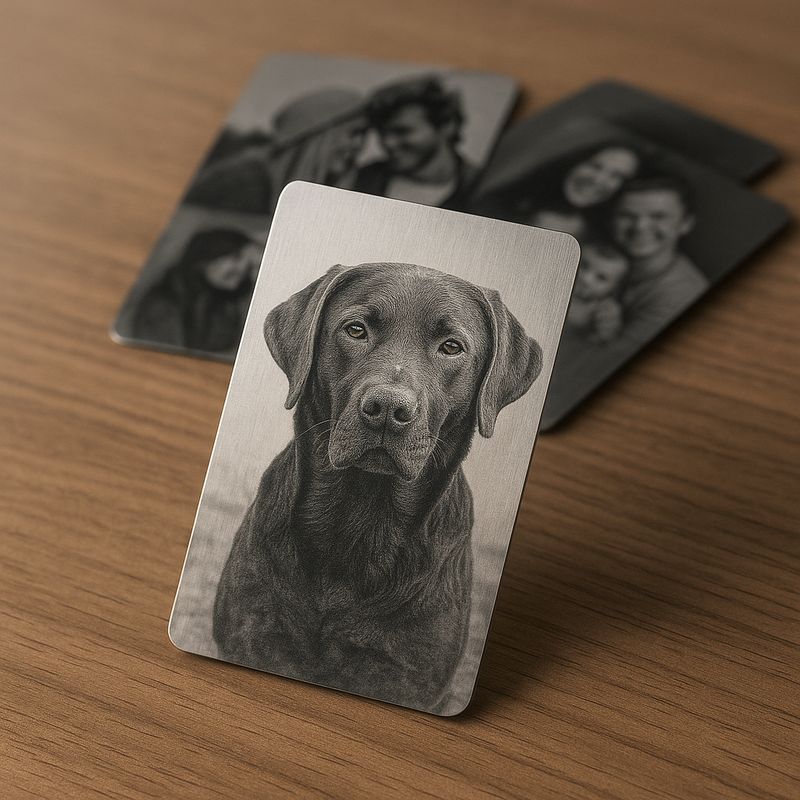 Brieftaschenkarte Metall – Foto & Wunschgravur (Erinnerung/Geschenk)