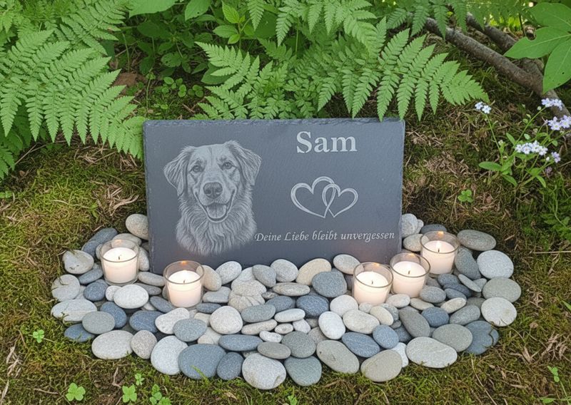 Personalisierte Schiefer-Gedenktafel – bleibende Erinnerung mit Foto & Text – wetterfestes Andenken